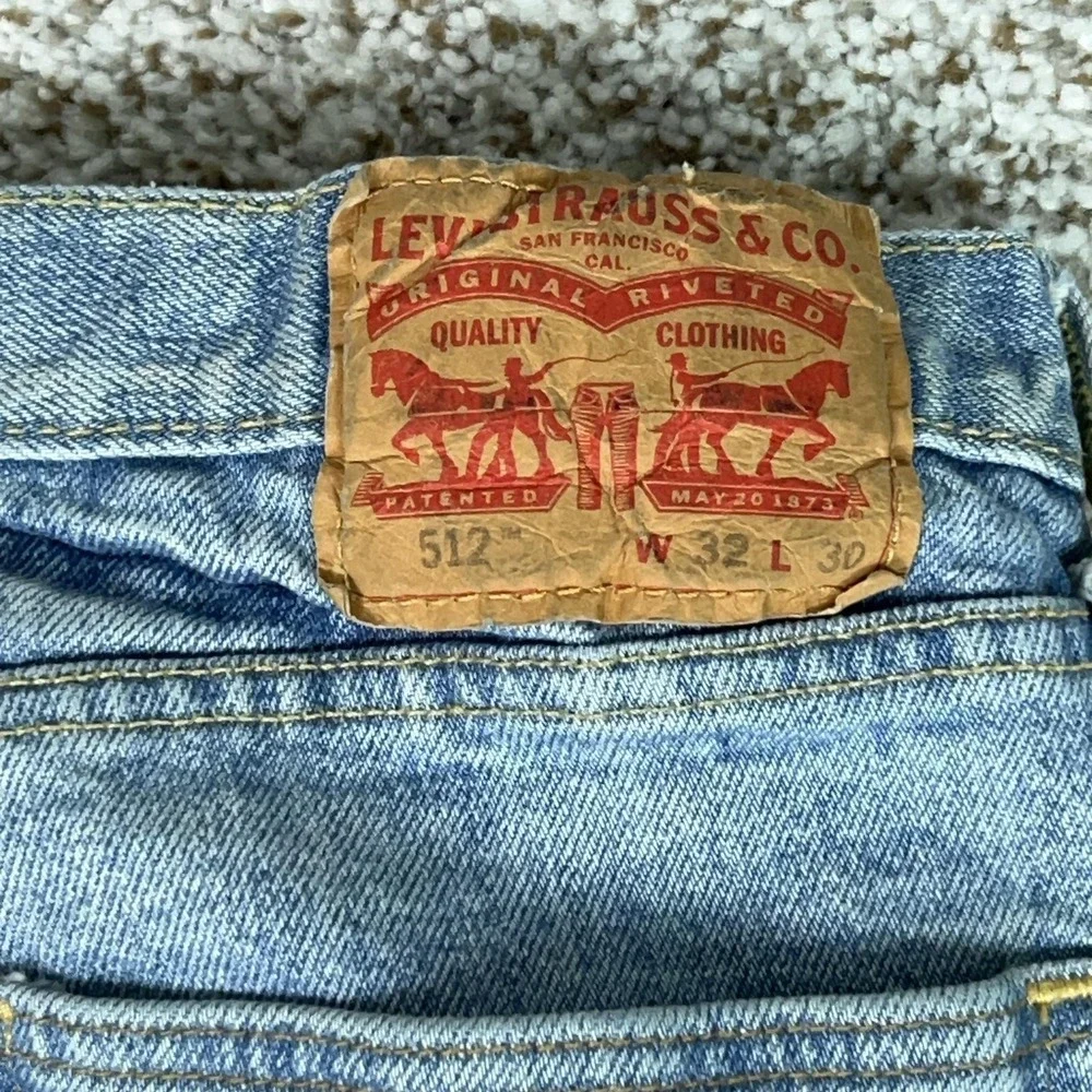 Levis 512 Jeans Mens 32x30 Blue Slim Taper Stretch Denim Light Wash Casual Basic